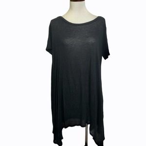 PPLA Clothing Black Semi Sheer Short Sleeve Tunic T Shirt Soft Rayon